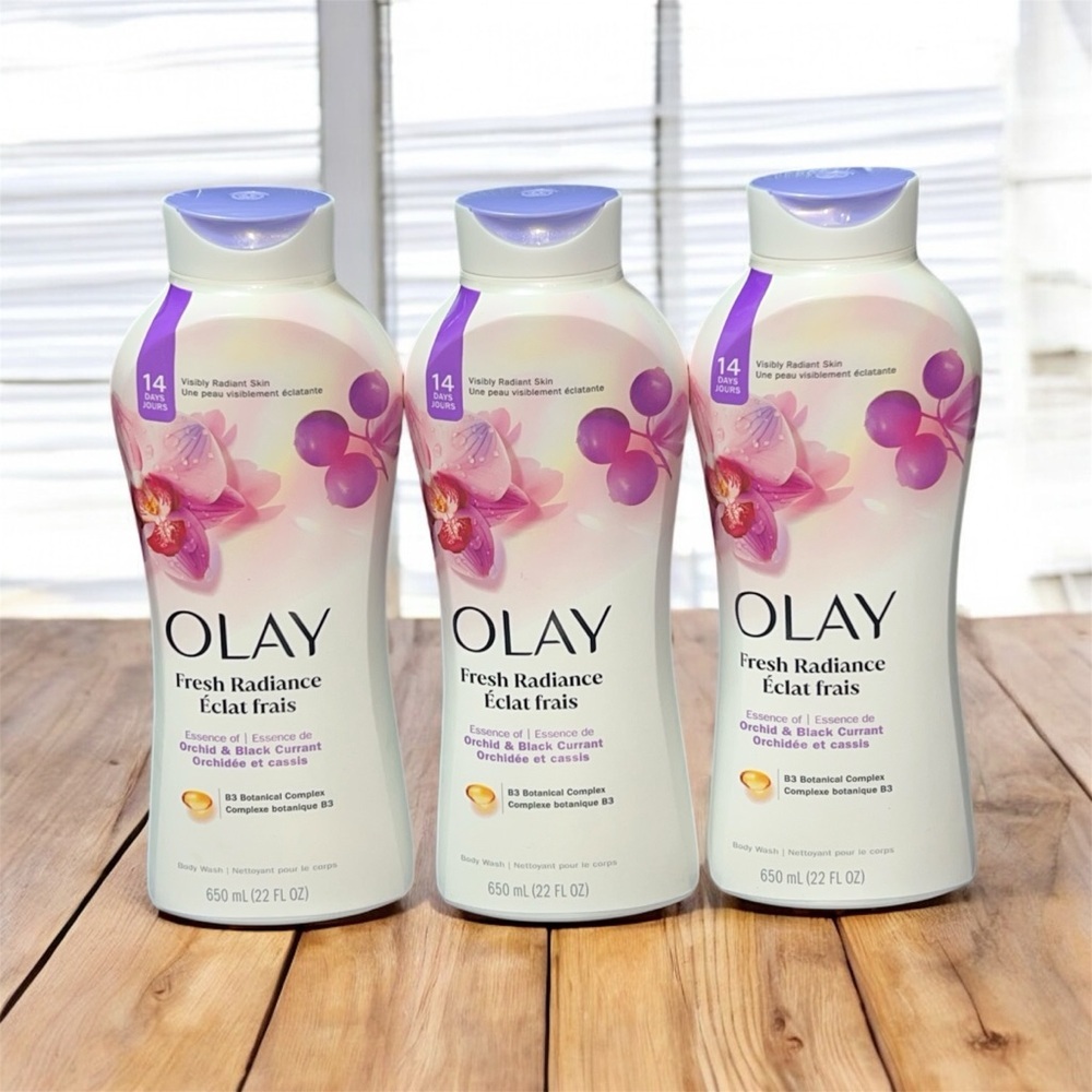 Olay Fresh Radiance Body Wash Trio with Purple and Pink Accents new